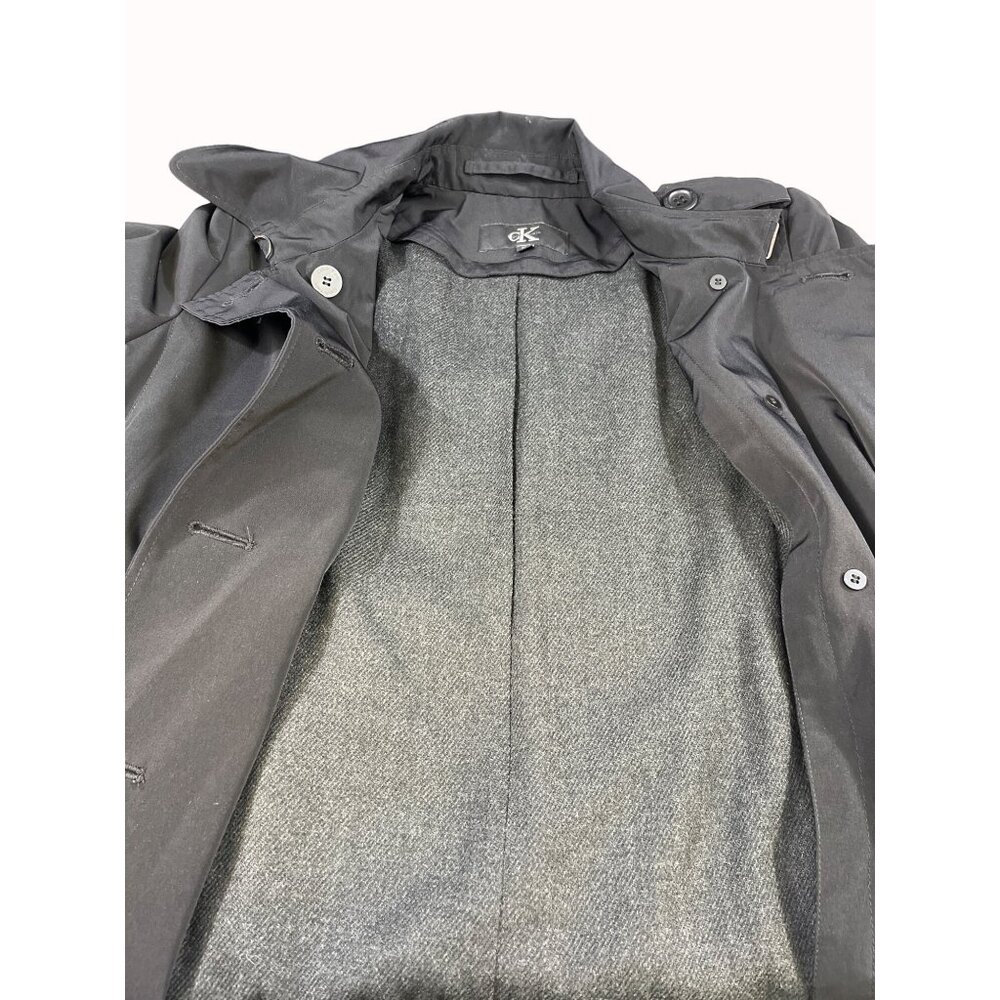 Calvin Klein Women's Black Long Trench Coat Size M SKU 5773 - Picture 6 of 7